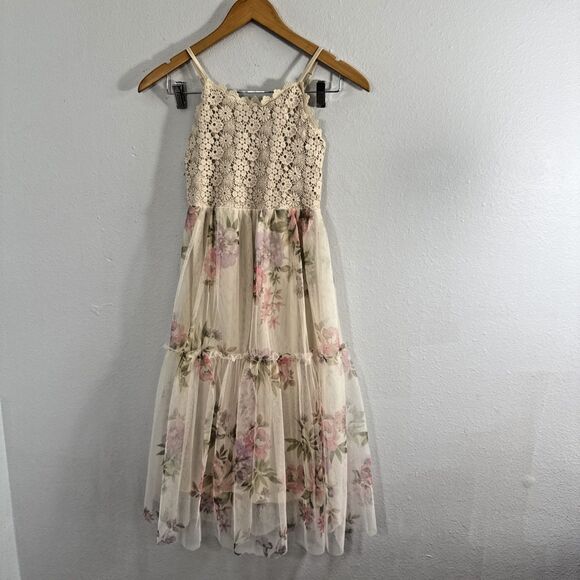 Zunie Dress Kids Floral 8 Tulle Tiered Ball Gown Formal Party Holiday - Picture 1 of 10